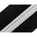 Reißverschluss schwarz,Schiene silberfarben, Kunststoff, 7 mm, teilbar, Länge 75 cm