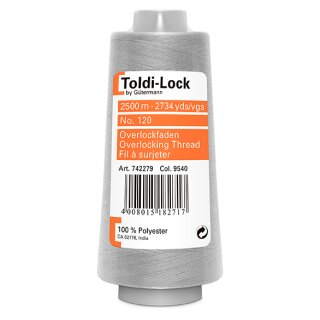 Toldi-Lock Overlockgarn, 2500 m, grau, 100 % Polyester