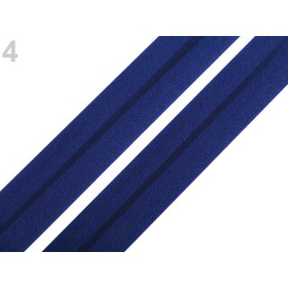 Faltgummi/elastisches Schrägband/Gummiband 20 mm, blau matt, 1 Stück = 10 cm