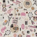 Baumwolle beschichtet, Hipster, Retro, Mädchen, rosa, Reststück 40 cm