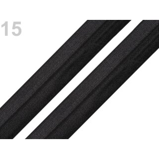 Faltgummi/elastisches Schrägband/Gummiband 19 mm, anthrazit (fast schwarz), 1 Stück = 10 cm