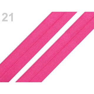 Faltgummi/elastisches Schrägband/Gummiband 20 mm, pink, 1 Stück = 10 cm