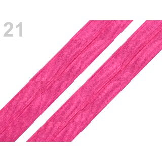 Faltgummi/elastisches Schrägband/Gummiband 20 mm, pink, 1 Stück = 10 cm