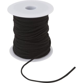 Gummikordel, Elastikband, Masken-Gummi, schwarz, weich, ca. 3 mm, Meterware, 1 Einheit = 10 cm