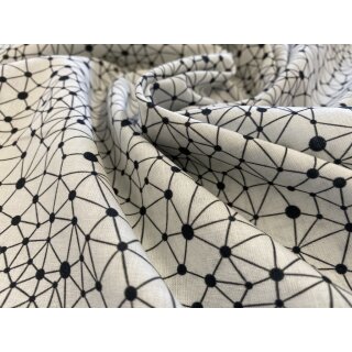 Baumwolle "Graphic Design", grafisches Netzmuster schwarz auf weiß