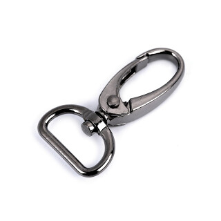 Metall-Karabiner, Schlüsselanhänger schwarz vernickelt, Fädelloch 20 mm