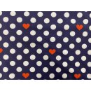 Jersey Polka Dots und Herzen auf dunkelblau