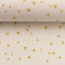 Baumwolle goldene Sterne auf ecru/natur,  Weihnachten