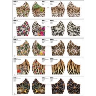 Baumwolle Maskenpanel Animal-Prints, 100 x 75 cm Leopard, Zebra, Giraffe, Tiger, Schildkröte