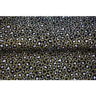 Baumwolle, Leoparden-Print dunkelgrün mit schwarz-weißen Flecken