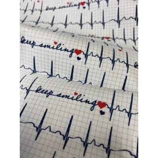 Baumwolle Toni, EKG-Linien/Herzlinien/Herzschlag weiß