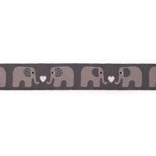 Webband Elefanten grau, 1 Stück=10 cm