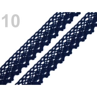 Klöppelspitze aus Baumwolle, Spitzenbordüre, dunkelblau, Breite 28mm, 1 St.=10 cm