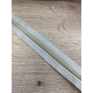 Metallisierter Reißverschluss Gold, 3 Meter inkl. 12 Zipper, beige