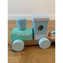 Holz-Eisenbahn, Spielzug, Stapelzug blau personalisiert