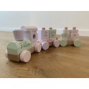 Holz-Eisenbahn, Spielzug, Stapelzug rosa personalisiert