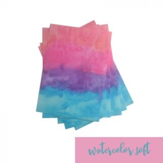 Plotterfolie Watercolor Flex DIN A4 - Plottermarie DIN A4 soft hellblau-lila-pink