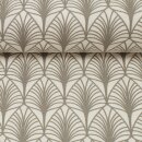 Abschnitt 50x75 cm, Baumwolle beschichtet, Leona, Blätter, grau/taupe auf weiß