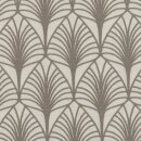 Abschnitt 50x75 cm, Baumwolle beschichtet, Leona, Blätter, grau/taupe auf weiß