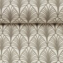 Abschnitt 50x80 cm, Baumwolle beschichtet, Leona, Blätter, grau/taupe auf weiß