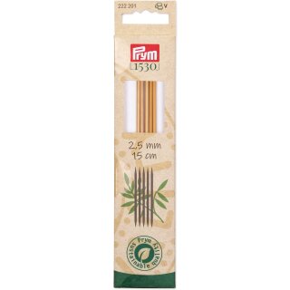 Strumpfstricknadeln/Nadelspiel Bambus, St. 2,5 mm; 15 cm